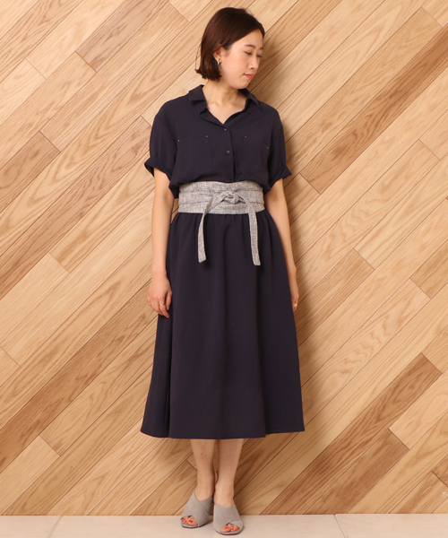 un dix cors(アンディコール)の「テンセルウエストゴムワンピース(ワンピース・レディース・ネイビー/カーキ・フリ-)」の1枚目の写真