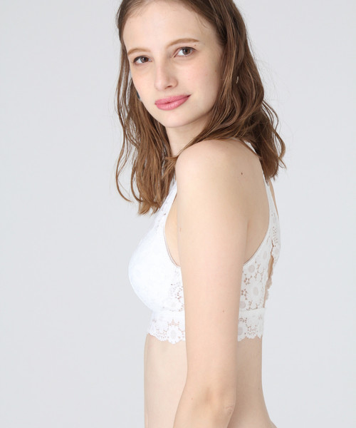 bijorie（ビジュリィ）の「レトロフラワー/バックトライアングルブラレット（ブラジャー・レディース・ホワイト/ネイビー/ライトピンク/ブラック・L/M/MEDIUM/LARGE）」の6枚目の写真