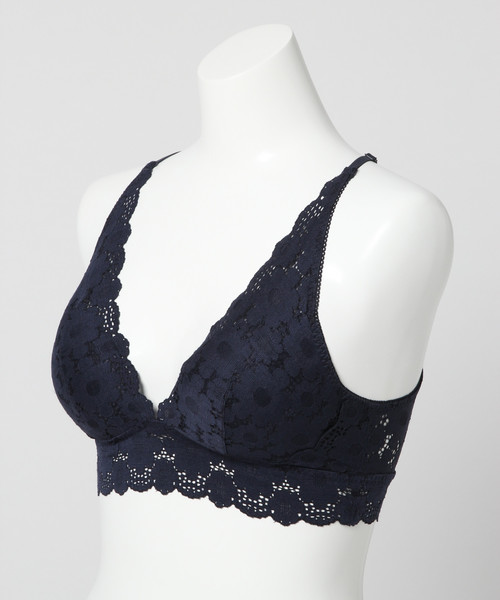 bijorie（ビジュリィ）の「レトロフラワー/バックトライアングルブラレット（ブラジャー・レディース・ホワイト/ネイビー/ライトピンク/ブラック・L/M/MEDIUM/LARGE）」の16枚目の写真