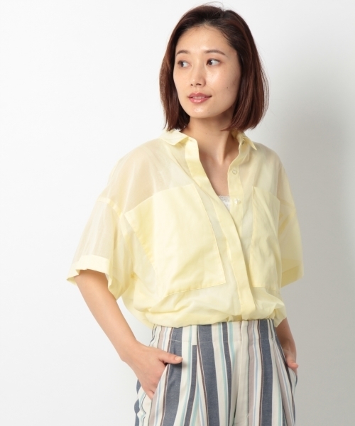 laboratory work（ラボラトリーワーク）の「シアービックポケットシャツ（シャツ/ブラウス・レディース・ホワイト/イエロー/ブラック・MEDIUM）」の3枚目の写真
