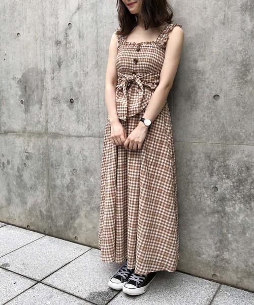 one after another NICE CLAUP(ワンアフターアナザーナイスクラップ)の「【WEB STORE限定】4WAYワンピース(ワンピース・レディース・ブラック/ピンク系その他/チェック・FREE)」の4枚目の写真