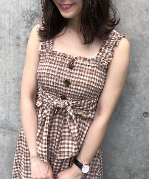 one after another NICE CLAUP(ワンアフターアナザーナイスクラップ)の「【WEB STORE限定】4WAYワンピース(ワンピース・レディース・ブラック/ピンク系その他/チェック・FREE)」の5枚目の写真