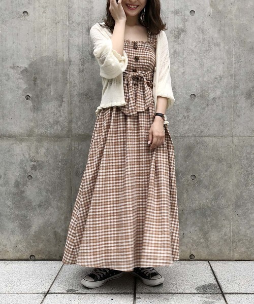 one after another NICE CLAUP(ワンアフターアナザーナイスクラップ)の「【WEB STORE限定】4WAYワンピース(ワンピース・レディース・ブラック/ピンク系その他/チェック・FREE)」の7枚目の写真