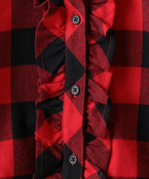 green label relaxing(グリーンレーベルリラクシング)の「ブロックチェック フリル ブラウス(シャツ/ブラウス・キッズ・イエロー/レッド・125/105/135/115)」の5枚目の写真