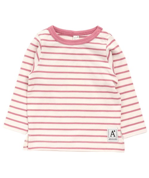 apres les cours(アプレレクール)の「長袖ボーダーTシャツ(Tシャツ/カットソー・キッズ・ブラック/ピンク/ブルー/マスタード・90/100/110/120/80/130/140)」の4枚目の写真