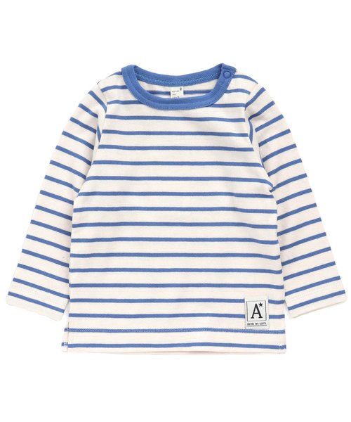 apres les cours(アプレレクール)の「長袖ボーダーTシャツ(Tシャツ/カットソー・キッズ・ブラック/ピンク/ブルー/マスタード・90/100/110/120/80/130/140)」の3枚目の写真