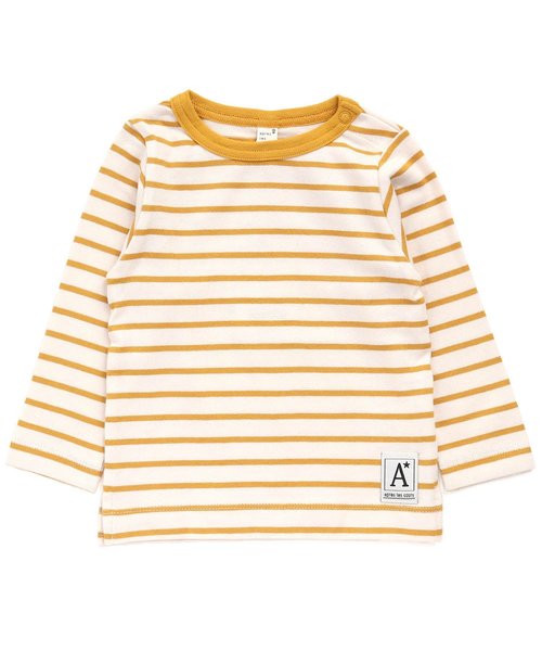 apres les cours(アプレレクール)の「長袖ボーダーTシャツ(Tシャツ/カットソー・キッズ・ブラック/ピンク/ブルー/マスタード・90/100/110/120/80/130/140)」の1枚目の写真