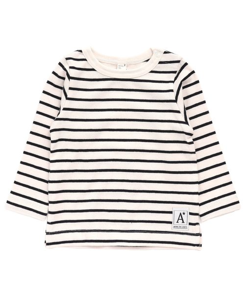 apres les cours(アプレレクール)の「長袖ボーダーTシャツ(Tシャツ/カットソー・キッズ・ブラック/ピンク/ブルー/マスタード・90/100/110/120/80/130/140)」の2枚目の写真