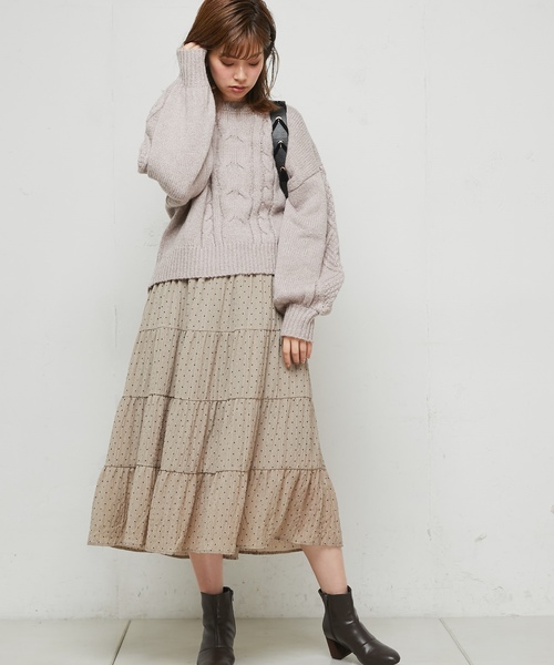 natural couture(ナチュラルクチュール)の「ざっくりケーブルニット(ニット/セーター・レディース・アイボリー/グレイッシュベージュ/パープル・FREE)」の7枚目の写真