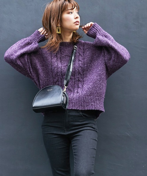 natural couture(ナチュラルクチュール)の「ざっくりケーブルニット(ニット/セーター・レディース・アイボリー/グレイッシュベージュ/パープル・FREE)」の11枚目の写真