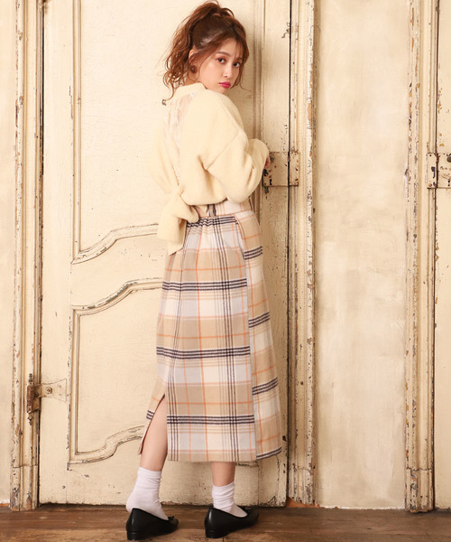 one after another NICE CLAUP(ワンアフターアナザーナイスクラップ)の「美シルエットミディスカート(スカート・レディース・アイボリー/ベージュ系その他/グリーン系その他/パープル系その他・FREE)」の5枚目の写真