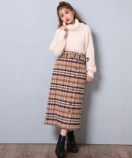 one after another NICE CLAUP(ワンアフターアナザーナイスクラップ)の「美シルエットミディスカート(スカート・レディース・アイボリー/ベージュ系その他/グリーン系その他/パープル系その他・FREE)」の8枚目の写真