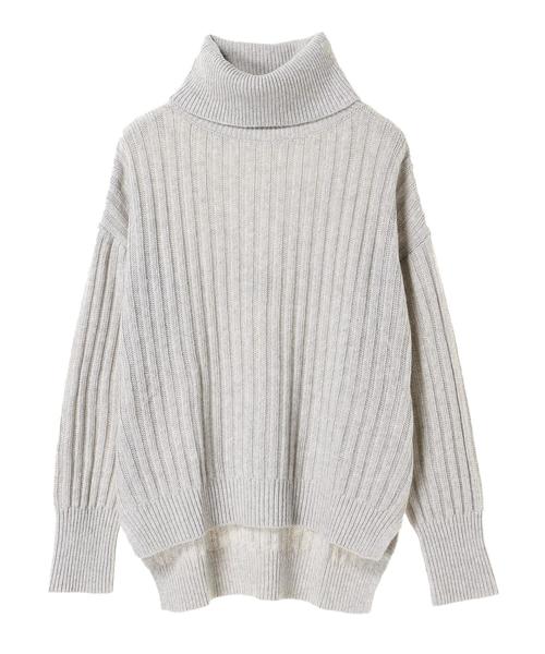 YECCA VECCA(イェッカヴェッカ)の「・ワイドリブニットプルオーバー(ニット/セーター・レディース・ブラック/パープル/アイボリー/杢グレー・FREE)」の5枚目の写真