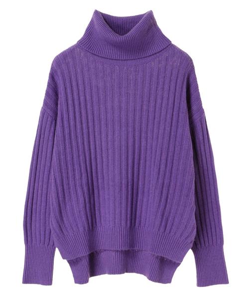 YECCA VECCA(イェッカヴェッカ)の「・ワイドリブニットプルオーバー(ニット/セーター・レディース・ブラック/パープル/アイボリー/杢グレー・FREE)」の8枚目の写真