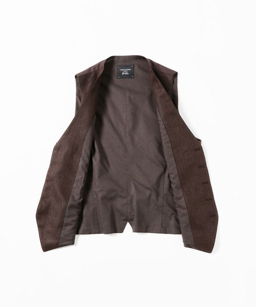 TAGLIATORE / 別注 ウール ヘリンボーン 襟付きジレ シングル TAGLIATORE / 別注 ウール ヘリンボーン 襟付きジレ シングル