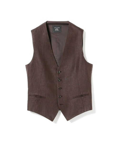 TAGLIATORE タリアトーレ　オッドベスト 茶　麻　ヘリンボーン 46 TAGLIATORE タリアトーレ オッドベスト 茶 麻 ヘリンボーン 46