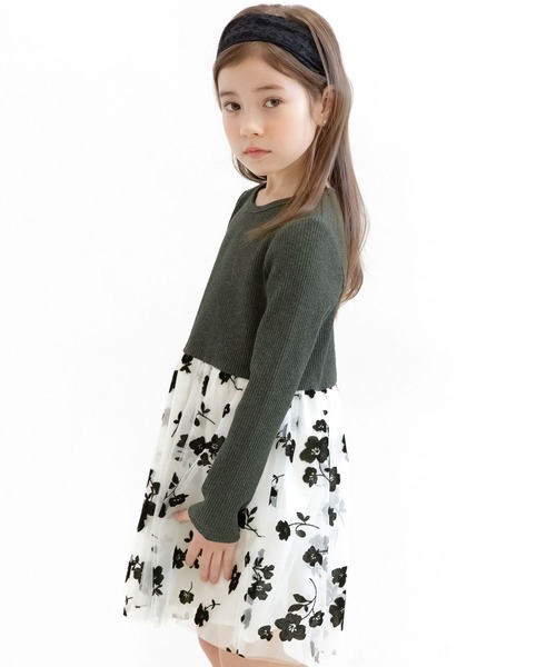 Bee des Bee（ビーデスビー）の「ドッキングワンピース（ワンピース・キッズ・ホワイト系1/ブラック系3/ブラック系2/ブラック系1/アイボリー系1/チャコール/ブルー・110cm/100cm/120cm/130cm/140cm/150cm）」の6枚目の写真