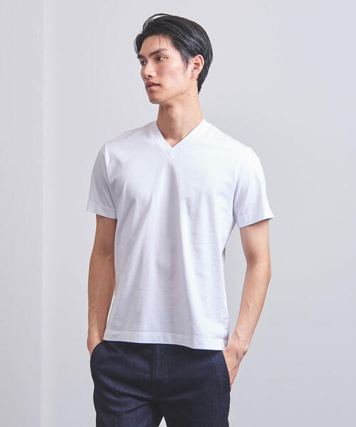 アメリカンシーアイランドコットン Vネック Tシャツ グレーＭ SHIPS シーアイランド コットンVネックインナー Tシャツ （White）| Sunspel