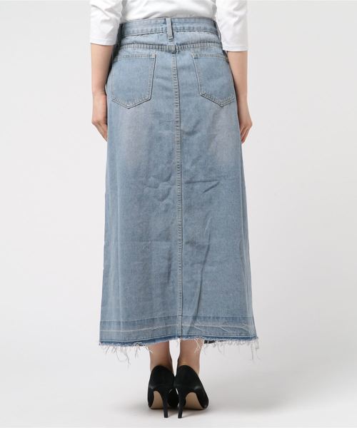 LUGG NAGG（ラグナグ）の「【Jewelobe/ ジュエローブ】フロントスリットデニムスカート（スカート・レディース・サックスブルー・S/M）」の3枚目の写真