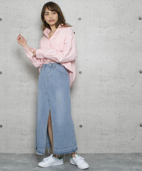 LUGG NAGG（ラグナグ）の「【Jewelobe/ ジュエローブ】フロントスリットデニムスカート（スカート・レディース・サックスブルー・S/M）」の4枚目の写真