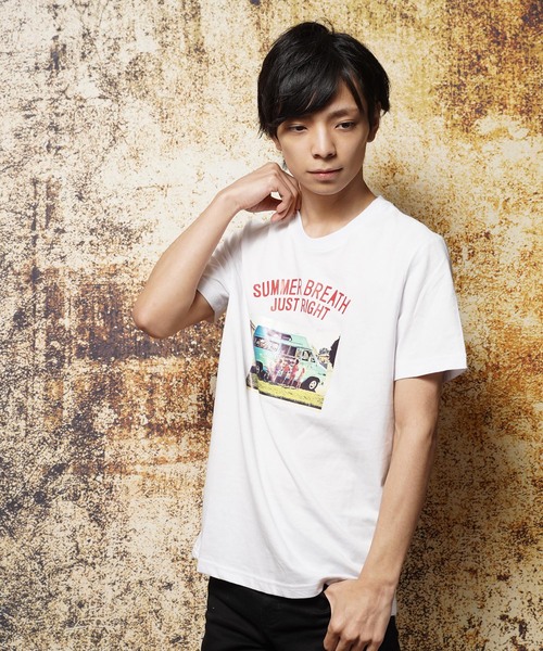おしゃれスタ(オシャレスタ)の「プリントクルーネックTシャツ(RE)(Tシャツ/カットソー・メンズ・ホワイト/ブラック・M/L)」の1枚目の写真