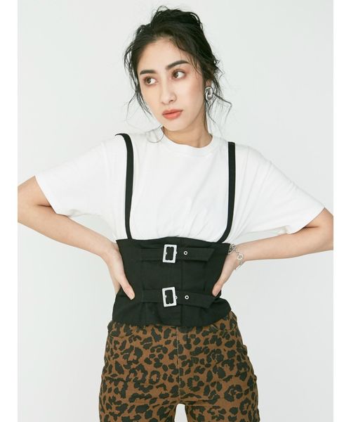 EVRIS（エヴリス）の「ルーズショートTシャツ（Tシャツ/カットソー・レディース・ホワイト/ブラック/ターコイズブルー・FREE）」の5枚目の写真