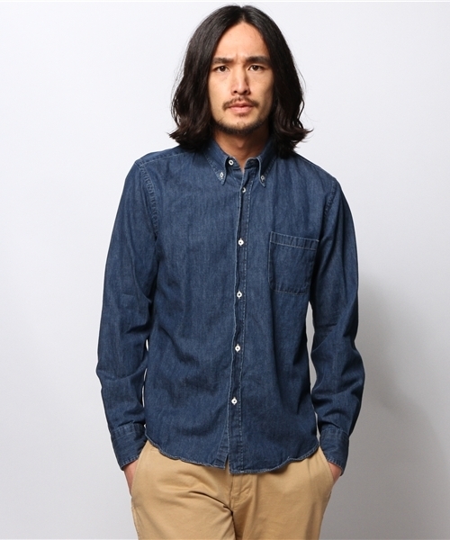 Journal Standard TRISECT(トライセクト)の「デニムボタンダウンシャツ(シャツ/ブラウス・メンズ・ネイビー/ダークブルー/クリアブルー・SMALL/MEDIUM/LARGE)」の3枚目の写真