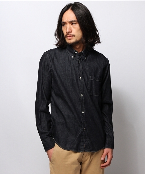 Journal Standard TRISECT(トライセクト)の「デニムボタンダウンシャツ(シャツ/ブラウス・メンズ・ネイビー/ダークブルー/クリアブルー・SMALL/MEDIUM/LARGE)」の1枚目の写真