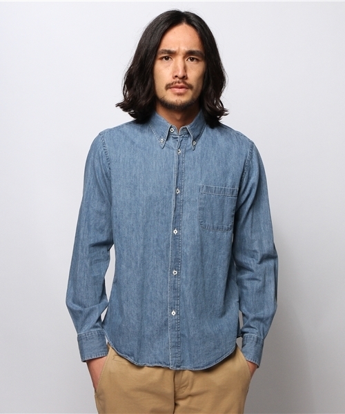 Journal Standard TRISECT(トライセクト)の「デニムボタンダウンシャツ(シャツ/ブラウス・メンズ・ネイビー/ダークブルー/クリアブルー・SMALL/MEDIUM/LARGE)」の2枚目の写真