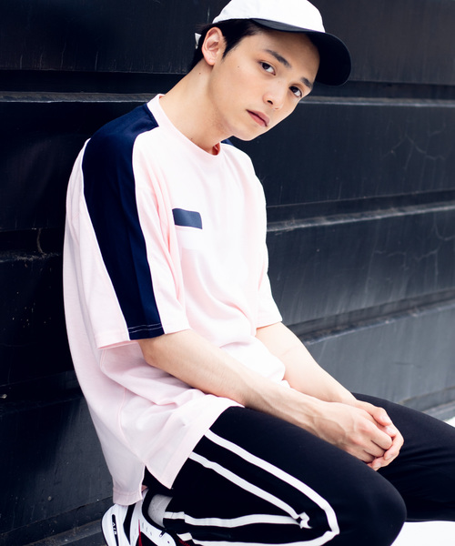FILA(フィラ)の「∴WEGO/FILA別注パイピング切替Tシャツ(Tシャツ/カットソー・メンズ・ホワイト/サックスブルー/ライトイエロー/ライトピンク・MEDIUM/LARGE)」の4枚目の写真