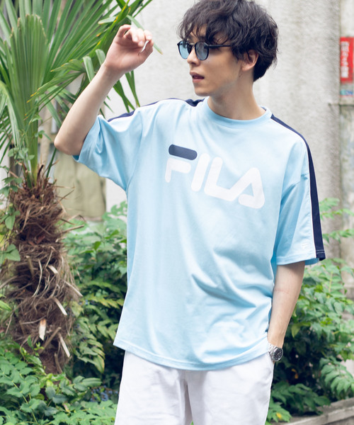FILA(フィラ)の「∴WEGO/FILA別注パイピング切替Tシャツ(Tシャツ/カットソー・メンズ・ホワイト/サックスブルー/ライトイエロー/ライトピンク・MEDIUM/LARGE)」の3枚目の写真