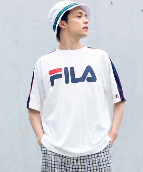 FILA(フィラ)の「∴WEGO/FILA別注パイピング切替Tシャツ(Tシャツ/カットソー・メンズ・ホワイト/サックスブルー/ライトイエロー/ライトピンク・MEDIUM/LARGE)」の18枚目の写真