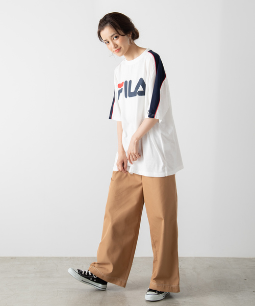 FILA(フィラ)の「∴WEGO/FILA別注パイピング切替Tシャツ(Tシャツ/カットソー・メンズ・ホワイト/サックスブルー/ライトイエロー/ライトピンク・MEDIUM/LARGE)」の7枚目の写真