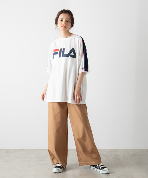 FILA(フィラ)の「∴WEGO/FILA別注パイピング切替Tシャツ(Tシャツ/カットソー・メンズ・ホワイト/サックスブルー/ライトイエロー/ライトピンク・MEDIUM/LARGE)」の21枚目の写真