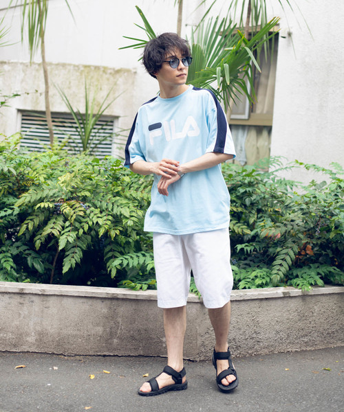FILA(フィラ)の「∴WEGO/FILA別注パイピング切替Tシャツ(Tシャツ/カットソー・メンズ・ホワイト/サックスブルー/ライトイエロー/ライトピンク・MEDIUM/LARGE)」の16枚目の写真