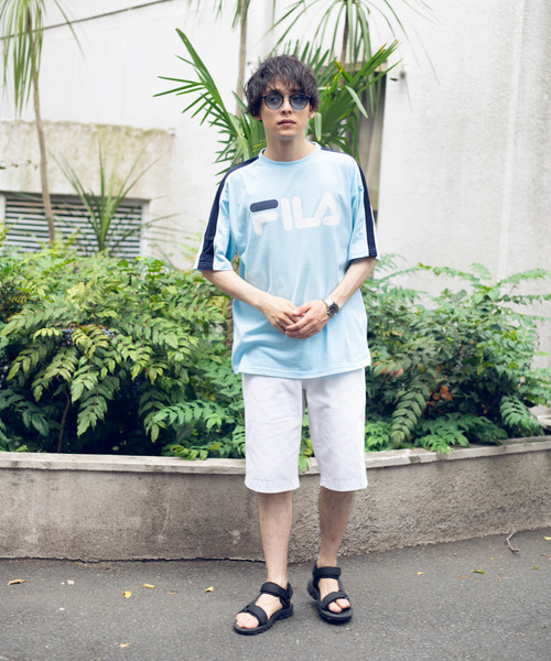 FILA(フィラ)の「∴WEGO/FILA別注パイピング切替Tシャツ(Tシャツ/カットソー・メンズ・ホワイト/サックスブルー/ライトイエロー/ライトピンク・MEDIUM/LARGE)」の14枚目の写真