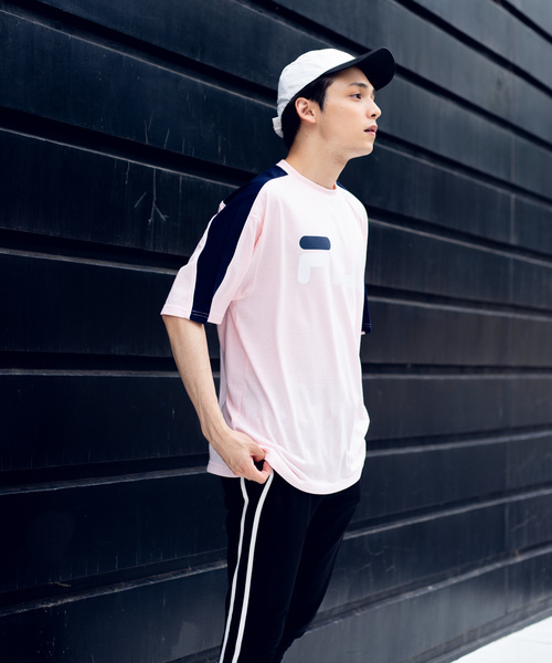 FILA(フィラ)の「∴WEGO/FILA別注パイピング切替Tシャツ(Tシャツ/カットソー・メンズ・ホワイト/サックスブルー/ライトイエロー/ライトピンク・MEDIUM/LARGE)」の8枚目の写真