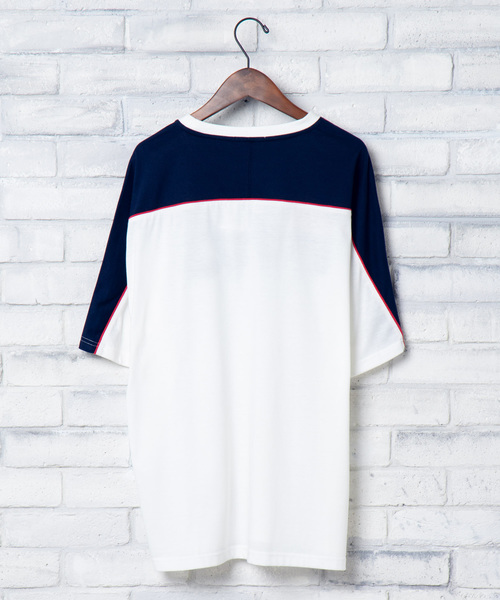 FILA(フィラ)の「∴WEGO/FILA別注パイピング切替Tシャツ(Tシャツ/カットソー・メンズ・ホワイト/サックスブルー/ライトイエロー/ライトピンク・MEDIUM/LARGE)」の13枚目の写真