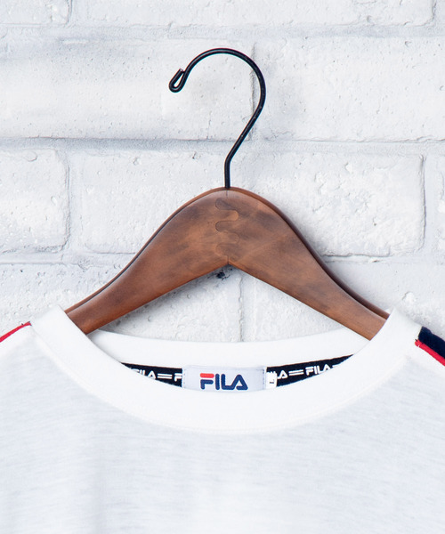 FILA(フィラ)の「∴WEGO/FILA別注パイピング切替Tシャツ(Tシャツ/カットソー・メンズ・ホワイト/サックスブルー/ライトイエロー/ライトピンク・MEDIUM/LARGE)」の20枚目の写真