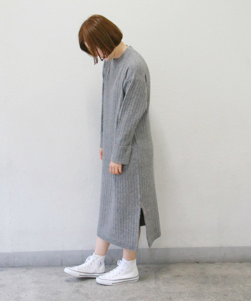 激安大特価 セール ワンピース Life Cafeウール混スリット配色ワンピース ワンピース Lbc エルビーシー のファッション