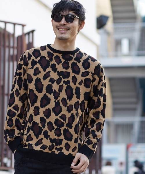 improves(インプローブス)の「レオパード柄ジャガードクルーネックニット(ニット/セーター)」|ベージュ