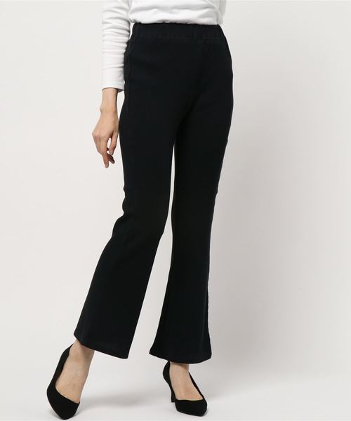 KOBE LETTUCE（コウベレタス）の「リブフレアパンツ【セットアップOK】（その他パンツ・レディース・パープル/グリーン/ブラック/ベージュ・FREE）」の2枚目の写真