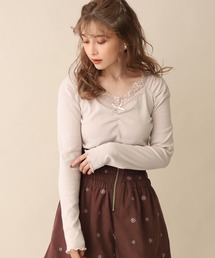 one after another NICE CLAUP | くしゅっと長袖リボンインナー(Tシャツ/カットソー)