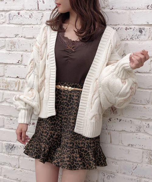 one after another NICE CLAUP(ワンアフターアナザーナイスクラップ)の「くしゅっと長袖リボンインナー(Tシャツ/カットソー・レディース・ベージュ/ブラウン/オフホワイト/ピンク・FREE)」の5枚目の写真