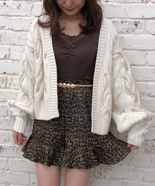 one after another NICE CLAUP(ワンアフターアナザーナイスクラップ)の「くしゅっと長袖リボンインナー(Tシャツ/カットソー・レディース・ベージュ/ブラウン/オフホワイト/ピンク・FREE)」の9枚目の写真