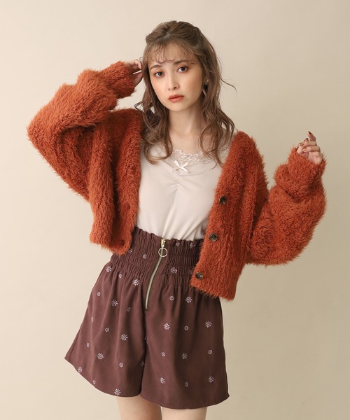one after another NICE CLAUP(ワンアフターアナザーナイスクラップ)の「くしゅっと長袖リボンインナー(Tシャツ/カットソー・レディース・ベージュ/ブラウン/オフホワイト/ピンク・FREE)」の12枚目の写真