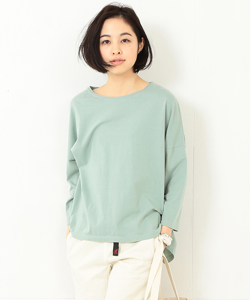 BEAMS BOY（ビームスボーイ）の「BEAMS BOY / ドロップショルダー 裾ラウンド7分袖（Tシャツ/カットソー・レディース・ネイビー/ホワイト/グレー/グリーン系その他・ONE SIZE）」の4枚目の写真