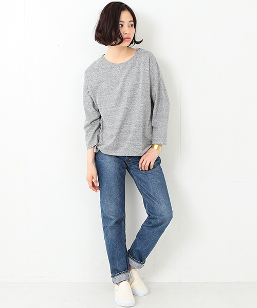 BEAMS BOY（ビームスボーイ）の「BEAMS BOY / ドロップショルダー 裾ラウンド7分袖（Tシャツ/カットソー・レディース・ネイビー/ホワイト/グレー/グリーン系その他・ONE SIZE）」の15枚目の写真