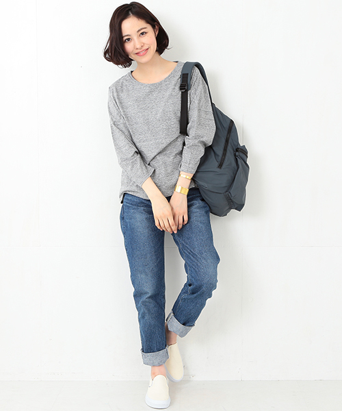 BEAMS BOY（ビームスボーイ）の「BEAMS BOY / ドロップショルダー 裾ラウンド7分袖（Tシャツ/カットソー・レディース・ネイビー/ホワイト/グレー/グリーン系その他・ONE SIZE）」の12枚目の写真