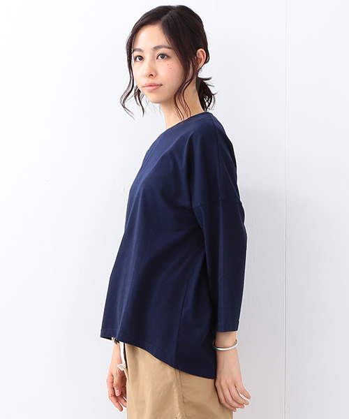 BEAMS BOY（ビームスボーイ）の「BEAMS BOY / ドロップショルダー 裾ラウンド7分袖（Tシャツ/カットソー・レディース・ネイビー/ホワイト/グレー/グリーン系その他・ONE SIZE）」の18枚目の写真